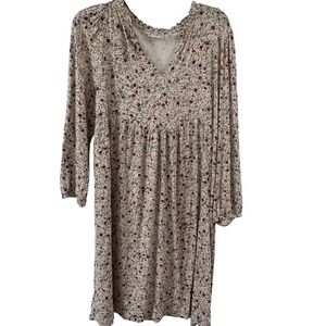 Wonderly Women's XL Floral Tiered V Neck Long Sleeve Maxi Dress Casual Boho